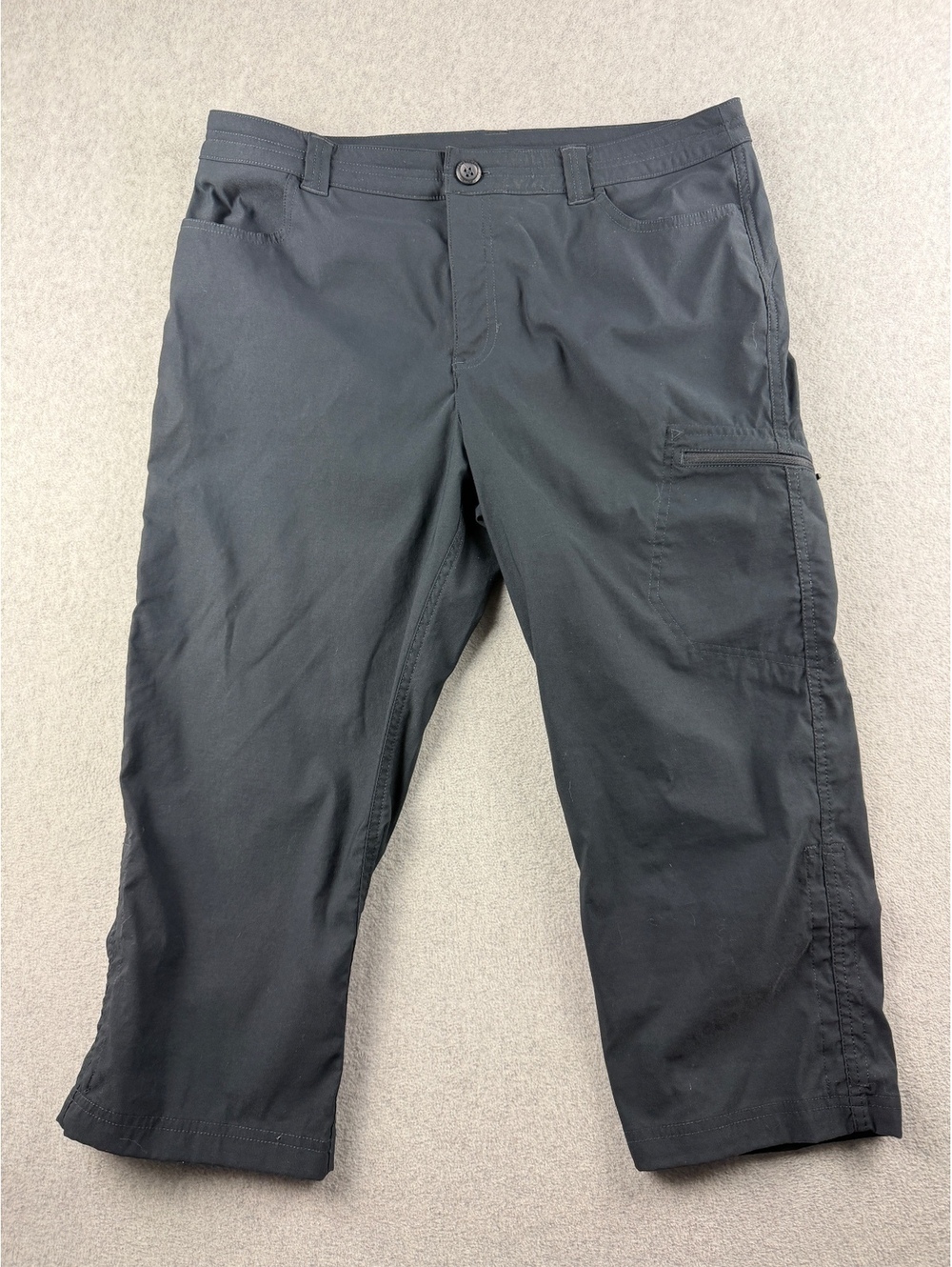 Eddie Bauer WR W Tech Capri Pants Womens 12 Black Hiking Stretch Zip Pocket